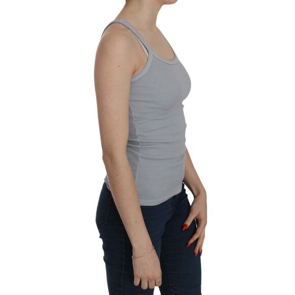 PINK MEMORIES Ribbed Tank Top Sleeveless Scoop Neck Women Gray Tops & T-Shirts - Picture 2 of 5